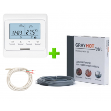 Нагрівальний кабель GrayHot 102м 1531Вт з терморегулятором Е51 для теплої підлоги під плитку, ламінат, у стяжку (7,7-12,8м²)